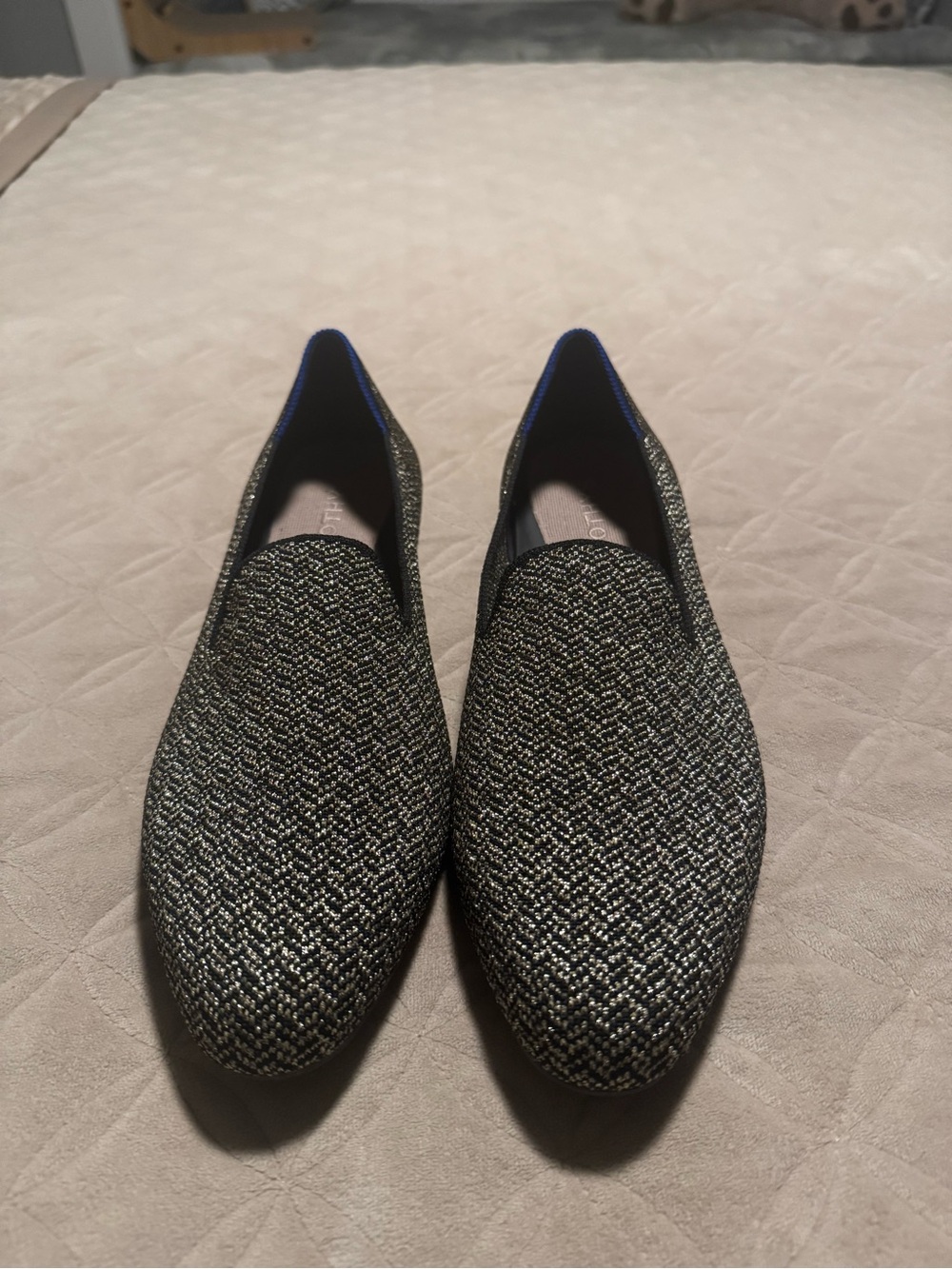 Rothy's Black and Silver Tweed Slip-Ons